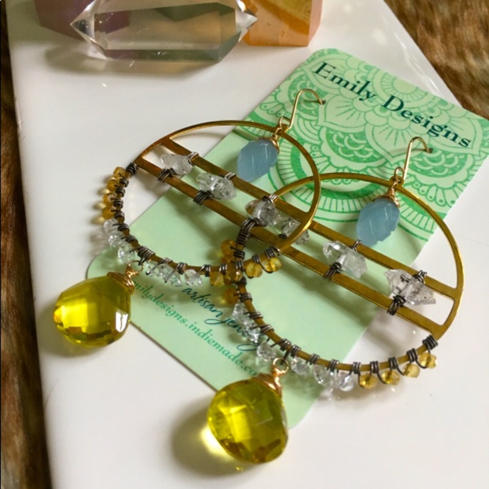 Herkimer quartz hoops